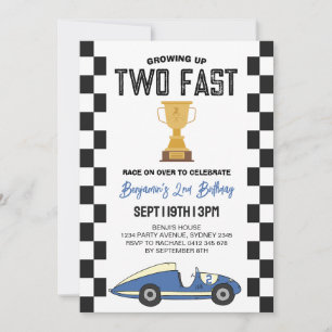 Invitación Fiesta del Segundo Cumpleaños del Coche de Carrera
