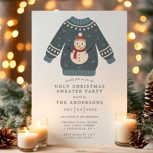 Invitación Fiesta del Suéter de Navidad Feo y Cutre de Muñeco (Subido por el creador)