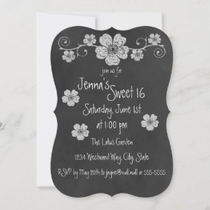 Invitación Fiesta del tablero de cuadros de rosas blancas sal