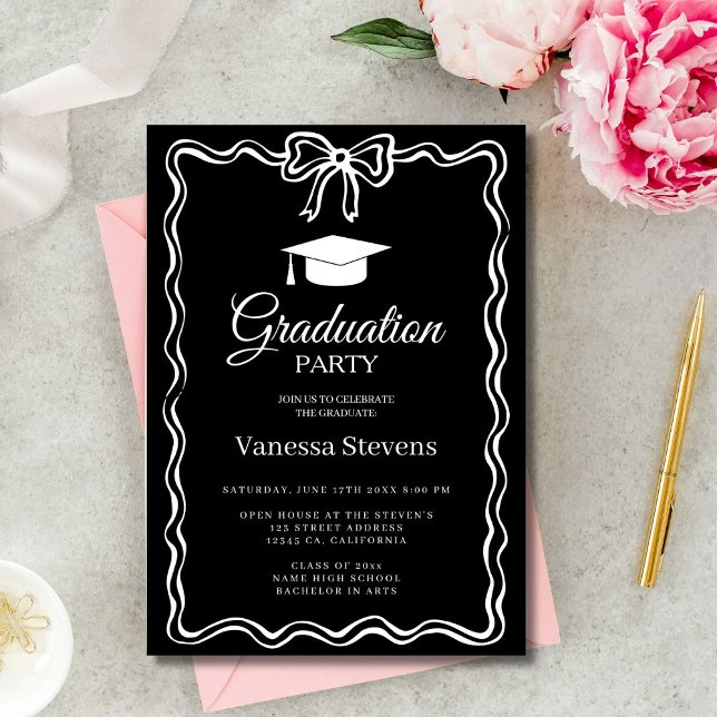 Invitación Fiesta del tapón de graduación clásico con dibujos (Subido por el creador)