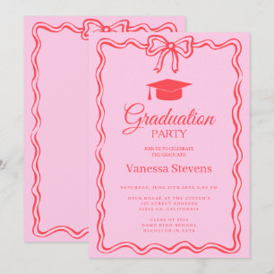Invitación Fiesta del tapón de graduación ondulado de la curv