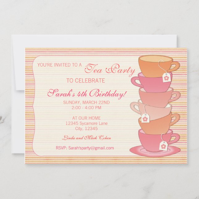 Invitación Fiesta del té (Anverso)
