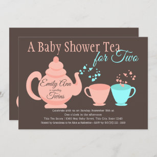 Invitación Fiesta del té Baby Shower de los gemelos