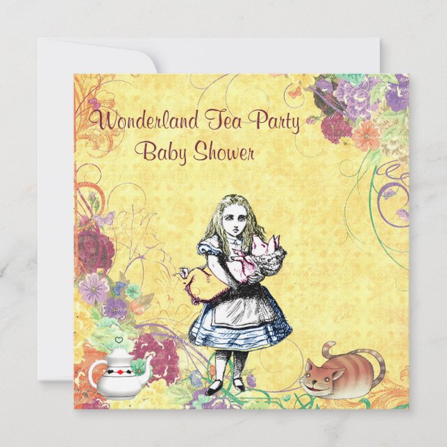Invitación Fiesta del té Baby Shower del país de las (Anverso)