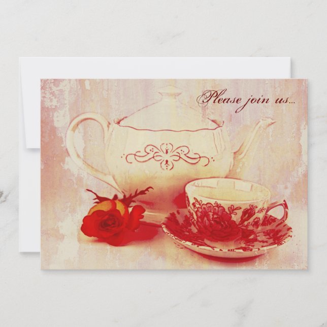 Invitación Fiesta del té clásica del grunge del victorian (Anverso)