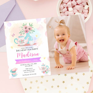 Invitación Fiesta del Té con Aquarela Jardín Floral de Primav