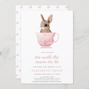Invitación Fiesta del té conejito Chica rosado Baby Shower