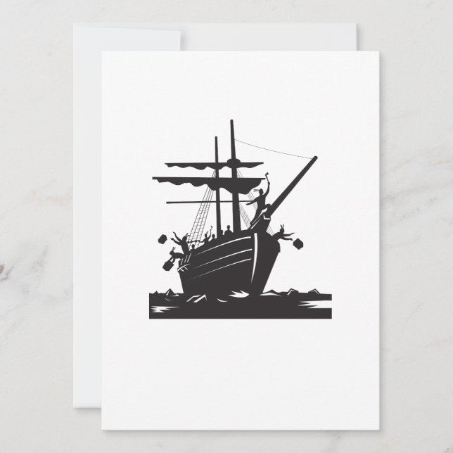 Invitación Fiesta del té de Boston hace retro (Anverso)