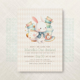 Invitación Fiesta del té de conejo de maravilla 1 cumpleaños