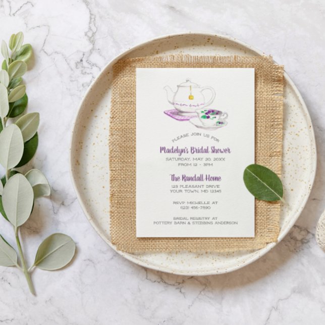 Invitación Fiesta del Té de Cuadros de Lavanda (Subido por el creador)