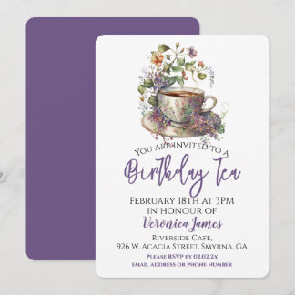 Invitación Fiesta del té de cumpleaños con sabor