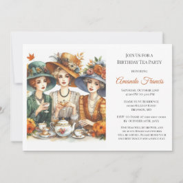 Invitación Fiesta del té de cumpleaños de otoño