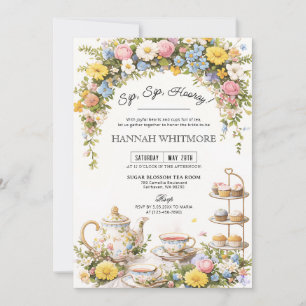 Invitación Fiesta del Té de Flores Silvestres de Primavera De