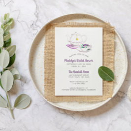 Invitación Fiesta del Té de Gingham Lavanda