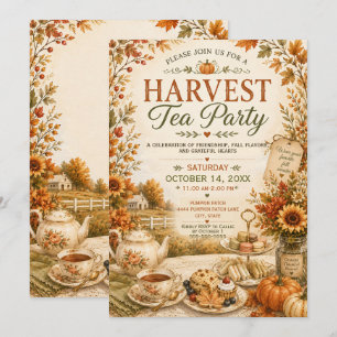 Invitación Fiesta del Té de la Cosecha Otoño