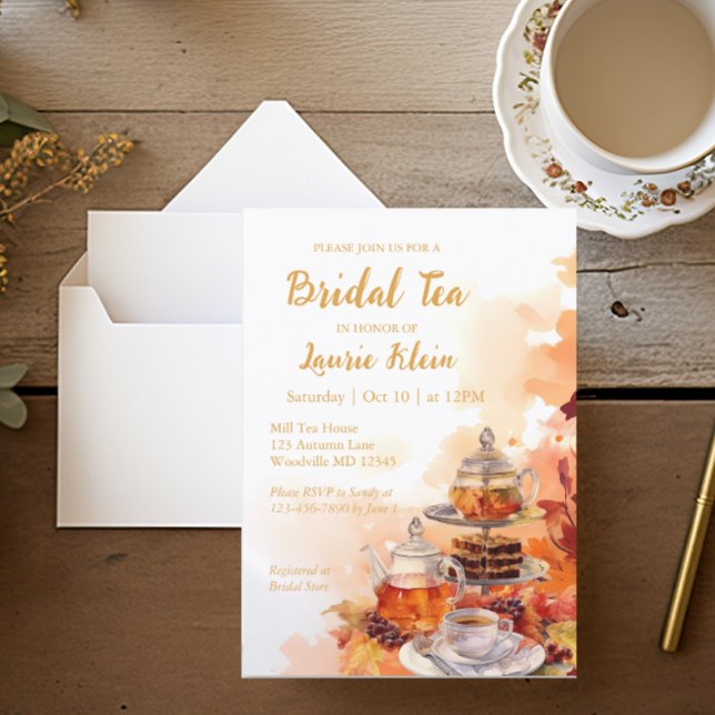Invitación Fiesta del té de la novia del otoño ducha elegante (Subido por el creador)