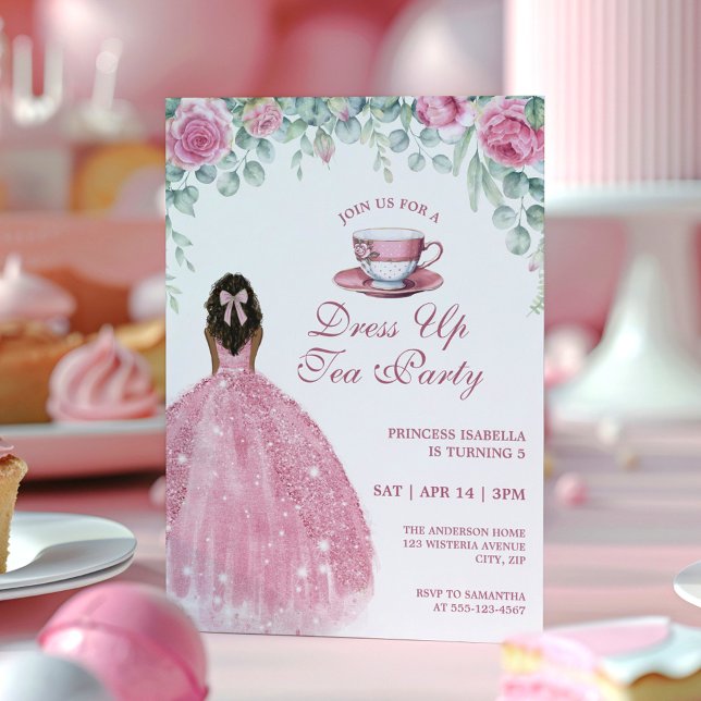 Invitación Fiesta del Té de la Princesa Afroamericana Brillo  (Subido por el creador)