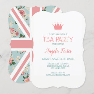 Invitación Fiesta del Té de las Rosas Inglesas Union Jack