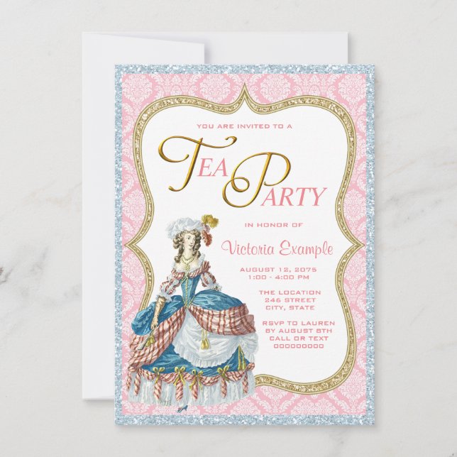 Invitación Fiesta del Té de María Antonieta (Anverso)