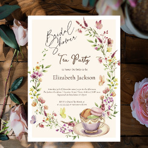 Invitación Fiesta del Té de Mariposas de Flores Silvestres Al