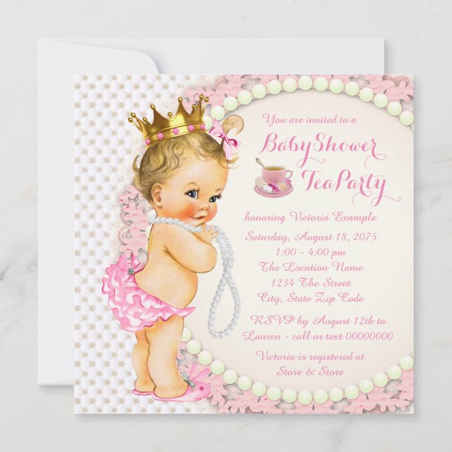 Invitación Fiesta del té de princesa (Reverso)