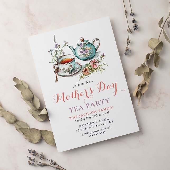 Invitación Fiesta del té del Día de la Madre (Subido por el creador)