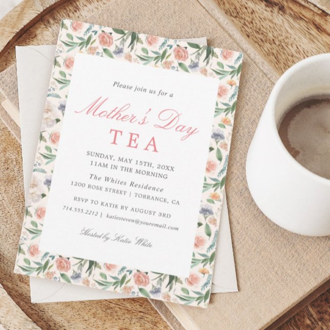 Invitación Fiesta del té del Día de la Madre con Flores Vinta (Subido por el creador)