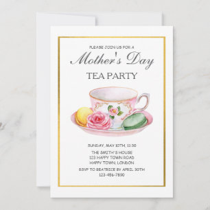 INVITACIÓN FIESTA DEL TÉ DEL DÍA DE LA MADRE PERSONALIZABLE