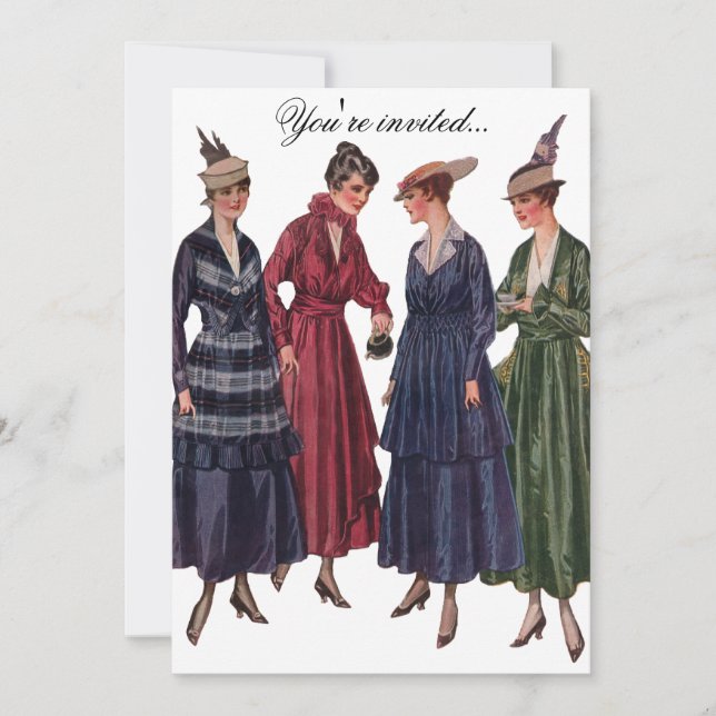 Invitación Fiesta del té del vintage (Anverso)