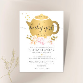 Invitación Fiesta del té Elegant Rosas modernos de oro Baby S