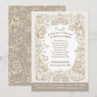 Invitación Fiesta del Té en el Bosque — Conejito de Cuento de