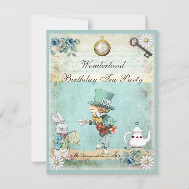 Invitación Fiesta del té enojada del cumpleaños del país de (Anverso)