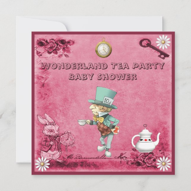 Invitación Fiesta del té enojada rosada Baby Shower del país (Anverso)
