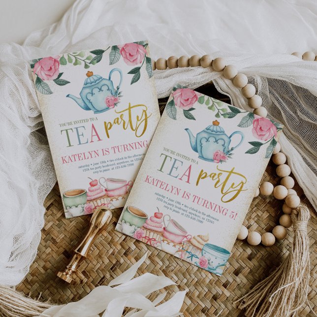Invitación Fiesta del té floral Cumpleaños (Subido por el creador)