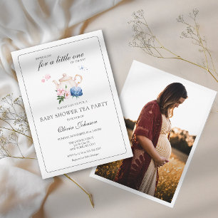 Invitación Fiesta del Té Floral de Género Neutral para Bebé F