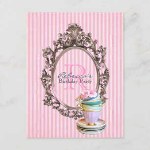 Invitación fiesta del té floral del inglés de la magdalena