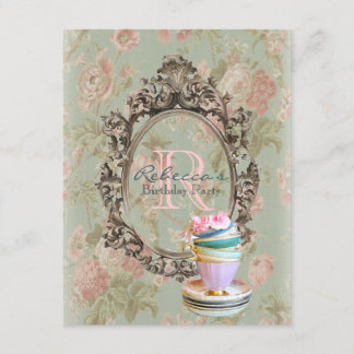 Invitación fiesta del té floral del inglés de la magdalena