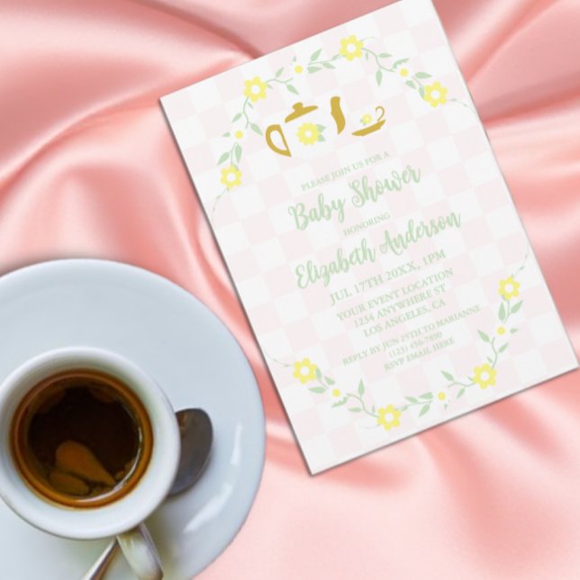 Invitación Fiesta del té floral para baby shower (Subido por el creador)