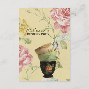 Invitación fiesta del té francesa del cumpleaños del jardín