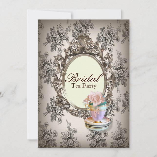 Invitación fiesta del té nupcial botánica floral de la ducha (Anverso)