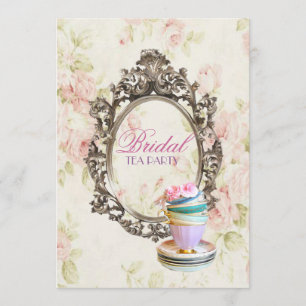 Invitación fiesta del té nupcial botánica floral de la ducha