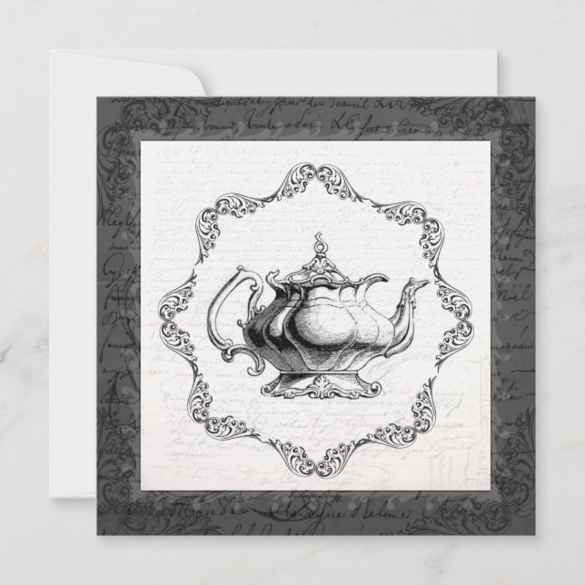 Invitación Fiesta del té nupcial de la ducha de la tetera de (Anverso)