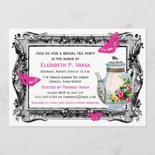 Invitación Fiesta del té nupcial del jardín francés