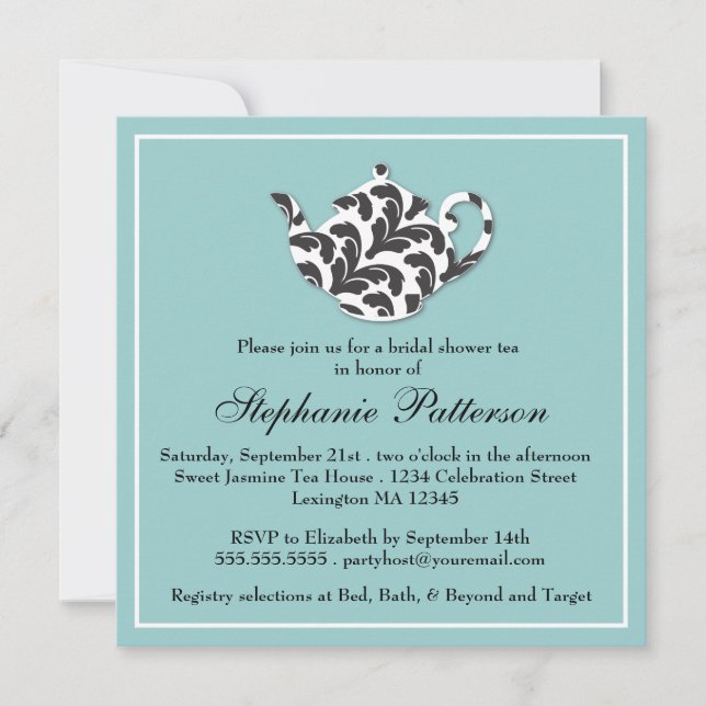 Invitación Fiesta del té nupcial elegante de la ducha del (Anverso)