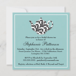 Invitación Fiesta del té nupcial elegante de la ducha del