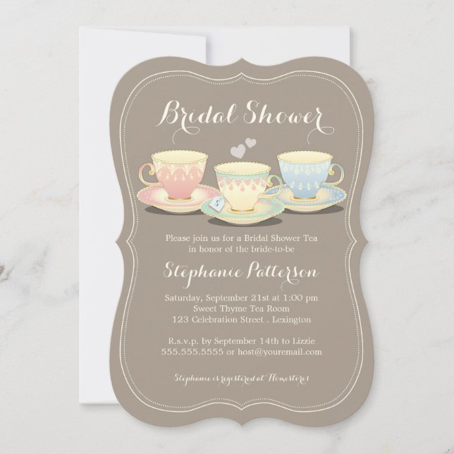 Invitación Fiesta del té nupcial elegante de la ducha del (Anverso)