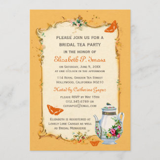 Invitación Fiesta del té nupcial francesa del vintage