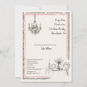 Invitación Fiesta del té para baby shower de niña Cottagecore