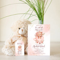 Fiesta del té para baby shower osito rosa en una t