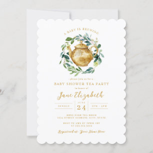 Invitación Fiesta del té para bebé: un bebé está en camino